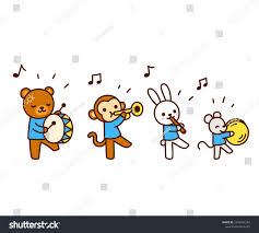 Cute Cartoon Animals Marching Band Drawing Kawaii Animal Characters Playing Music Isolated Vector Illustrat Cartoon Animals Cute Cartoon Animals Cute Cartoon