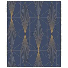 Papier Peint Vinyle Sur Intisse Gaby Diam Bleu Et Or Papier Peint Vinyle Papier Peint Intisse