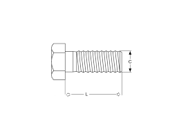 De sechskantschraube aus metall mit ansatz und rundgewinde. Sechskantschraube M16x70
