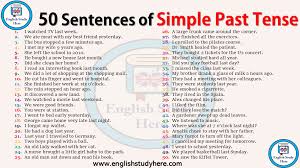 50 Sentences Of Simple Past Tense English Study Here