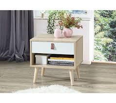 Chevet 1 Tiroir Liborg Blanc Imitation Chene Decoration Blanc Petit Meuble Interieur Maison