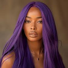 Purple Straight Glueless Human Hair 13x4 Lace Front Wig