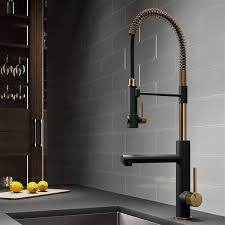 Enjoy free shipping on most stuff, even big stuff. Kraus Artec Pro Pull Down Kitchen Faucet Single Handle Brushed Gold Matte Black Lowe S Canada