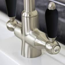 Replacement kitchen sink tap handles. Astini Colonial Brushed Steel Black Ceramic Handle Kitchen Sink Mixer Tap