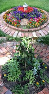 Circular Flower Bed From Recycled Bricks Garden Beds Landscaping Around Trees Brick Flower Bed