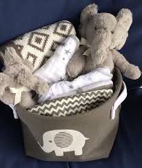 Ellie Elephant Baby Basket Baby Boy Gift Baskets Elephant Baby Gifts Baby Gift Hampers