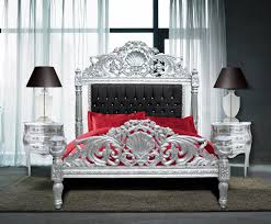baroque bed black leathrette with rhinestones and silver wood tete de lit baroque lit baroque idees de lit