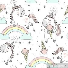 Jednorożec, jednorożec do druku, plakat, plakat do. Plakat Wektor Wzor Ladny Jednorozce Chmury Tecza I Gwiazdy Magiczne Tlo Z Malymi Jednorozcami Pixers Zyjemy By Zmieniac