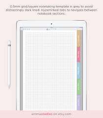 Goodnotes 5 Subject Student Notebook Template Grid Square Writing Customisable Notebook Ipad Tablet College School Instant Download Notebook Templates Student Notebooks Notetaking