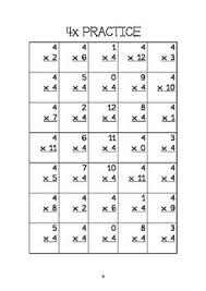 Times Tables 4x Table Package Differentiated Workbook