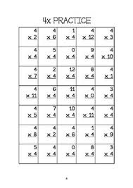 times tables 4x table package differentiated workbook