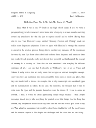 Stuck on your reflection paper? Reflection Paper In The Arts