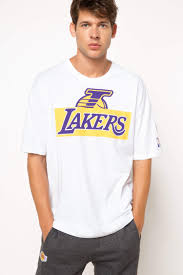 Los angeles lakers logo basketbol tshirt tişört. Beyaz Erkek La Lakers Lisansli T Shirt 768498 Defacto