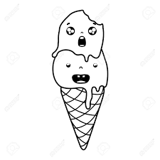 Dessin kawaii à colorier dessin mignion peinture enfant dessin enfant dessin glace glace italienne cornet de glace fête de la musique livres en tissu. Une Ligne Mignonne Creme Glacee De Deux Boules Kawaii Avec Cornet Illustration Vectorielle Clip Art Libres De Droits Vecteurs Et Illustration Image 93788663