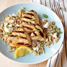 Grilled Lemon Chicken With Feta Rice Recipe Recipe Grilled Lemon Chicken Cooking Light Recipes Grilled Chicken Recipes