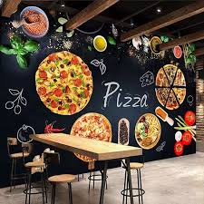 Online Shop Custom 3d Mural Wallpaper Wall Painting Personalized Pizza Shop Blackboard Photo Wall Pape Pizzeria Design Small Restaurant Design Restaurant Decor