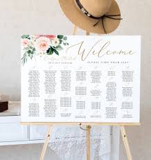 alphabetical seating chart sign template editable wedding