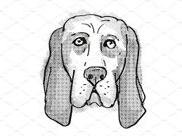 Black And White Basset Hound Basset Hound Dog Breed Cartoon Retro Con Immagini