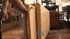 Folded chairs store inside the table. Linon Furniture Space Saver Dining Table Factoryestores Com Youtube