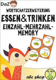 Spielerische Wortschatzerweiterung Einzahl Und Mehrzahlbildung Essen Und Trinken Memoryspiel Memory Spiele Bildung Mehrzahl