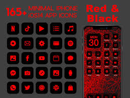 Created white lines on simulating blueprint paper blue background. Ios Black Red App Icons 230 Red On Black Minimal Ios 14 Modern Icon Pack App Icon Black App Themes App