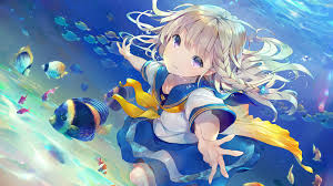 Only the best hd background pictures. Anime School Girl Underwater Fish 4k Wallpaper 238