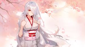 Red anime gifs | tenor. Anime Spring Wallpaper White Hair Red Eyes Anime 1600x900 Wallpaper Teahub Io