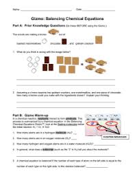 Balancing equations by the element inventory method: Student Exploration Sheet Growing Plants Dpcdsb Ssc