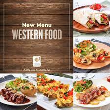 Simple and western western food recipe menu new dishes order price list sandwich. Dharma Kitchen A Twitter Menu Baru Western Food 1 Tortilla Sandwich 2 Tofu Bruchetta 3 Bbq Duck 4 Potato Skin 5 Baby Back Ribs Healthy Food For Healthy Life Newmenu Menubaru