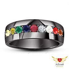 14k Black Gold Plated Round Multi Color Gemstone Navratna Men S Wedding Ring 5 6 Ehering Manner Ringe Eheringe Fur Frauen