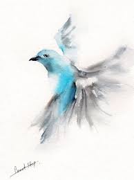 Blue By Lyubomira Tuykova On Etsy Paintings Art Prints Bird Watercolor Paintings Watercolor Bird