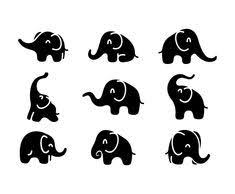 Black And White Elephant Pictures Set Of Silhouettes Of Elephant Vector Illustration Cute Icon Black And White Elephant Icon Elephant Silhouette Elephant Clip Art
