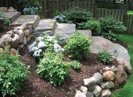How To Landscape A Down Hill Slope In Front Side Yard Google Search Sloped Backyard Sloped Backyard Landscaping Landscaping With Rocks