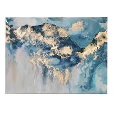 This listing is for a commission painting of aerial storm. Abstract Gold Foil Canvas Blue Gold Barker Stonehouse