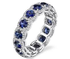 Wedding Band Blue Sapphire Diamond Halo Wedding Anniversary Ring In 14k White Gold Colored Engagement Rings Sapphire Wedding Band Beautiful Jewelry