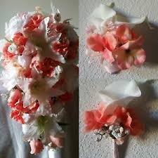 Are you planning an autumn wedding? Coral Ivory Rose Tiger Lily Bridal Wedding Bouquet Accessories Ebay
