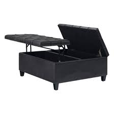 Buy products such as nathan james nelson warm brown faux leather tuft and black metal frame coffee table or entryway bench ottoman at walmart and save. Simpli Home Harrison 36 Inch Wide Traditional Square Coffee Table Storage Ottoman Distressed Black Axcot 265 Dbl Best Buy