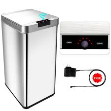 Itouchless 13 gallon touchless sensor trash can with odor filter system, round white steel garbage bin, for home, kitchen. Secura 13 Gallon Automatic Trash Can With Odor Absorbing Filter Stainless Steel Adjustable Sensor Kitchen Trash Bin With Motion Sensing Lid With Ac Adapter Led Countdown Timer The Secura