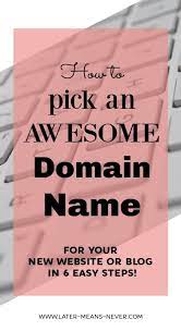 How To Pick The Perfect Domain Name Later Means Never Domain Name Ideas Names How To Start A Blog Wordpress