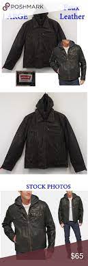 Levi S Faux Leather Trucker Jacket Hooded Sherpa Hooded Sherpa Lined Faux Leather Trucker Jacket By Levi S New With Tags Size M Trucker Jacket Jackets Levi