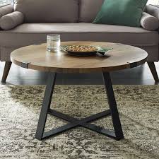 30 Round Urban Industrial Wood And Steel Coffee Table Saracina Home Coffee Table Round Coffee Table Rustic Round Coffee Table