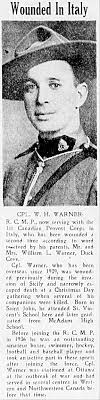 Remembering Corporal W H Warner, 1st Canadian Provost Corps