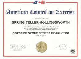 Upon completing the course, you will be able to take the american council on exercise (ace) group fitness instructor exam to obtain your nationally accredited certification. Stf Spring Teller Fitness
