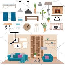 Living Room Interior Vector Interior Furniture Modern Living Room Interior Design