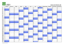 Für den druck in a5 oder a3 wählen sie beim ausdrucken das passende druckformat. Schulferien Kalender 2021 Mit Feiertagen Und Ferienterminen