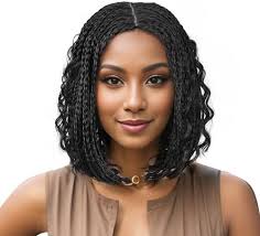 Amazon.com : FANCEE Braid Pixie Wig Double Full Lace Curly Box Braided Bob  Wig with Baby Hair Pre Plucked Knotless Squrare Part Mini Braid Wig for  Black Women : Beauty & Personal