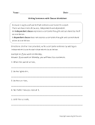 Writing Sentences With Clauses Worksheet Complex Sentences Worksheets Complex Sentences Simple Sentences Worksheet