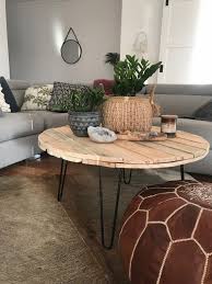 Diy Round Pallet Coffee Table With Hairpin Legs Diy Table Legs Decorating Coffee Tables Coffee Table Furniture