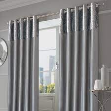 Sienna Home Crushed Velvet Band Eyelet Curtains Silver Grey Rideaux Velour Rideaux Rideaux Salon