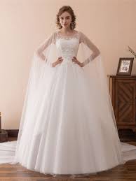Only 159 Ball Gown Wedding Dresses Simple Tulle Lace Ballroom Wedding Gowns With Cape Train Ch Cape Wedding Dress Ball Gowns Wedding Ball Gown Wedding Dress